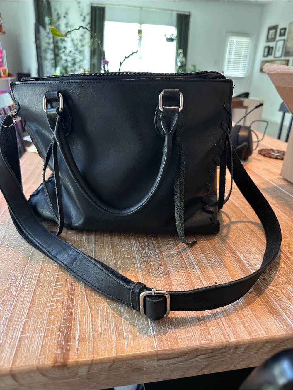 Black Leather Concealed Carry Purse